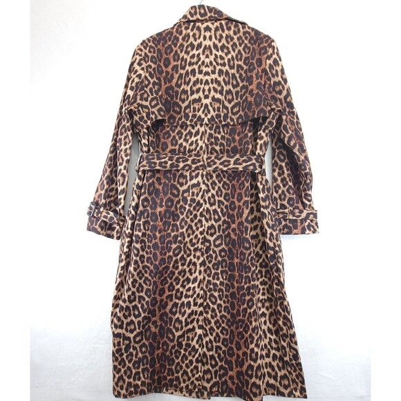 BCBGMAXAZRIA Leopard Trench Coat Large Brown Black New NWT $298 Water resistant - Picture 2 of 10